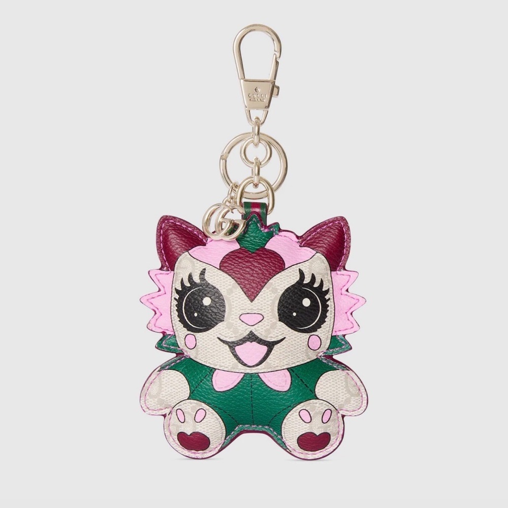Gucci NWOT NEW besties bag charm key chain cat